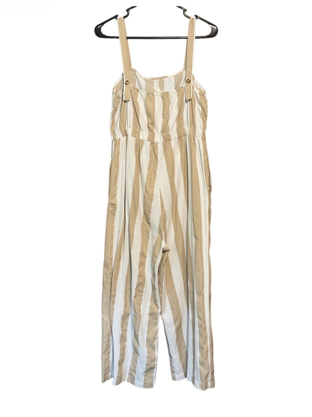 Altar’d State Stripe Wide Leg Jumpsuit Large Cotton Pockets - Picture 3 of 4